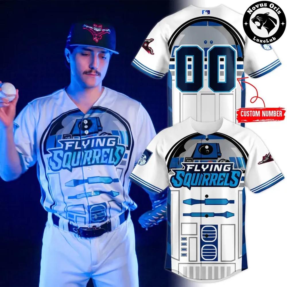 Custom Richmond Flying Squirrels R2-D2 Star Wars Baseball Jersey