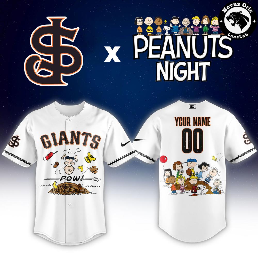 Custom San Jose Giants Peanuts Night Snoopy Baseball Jersey