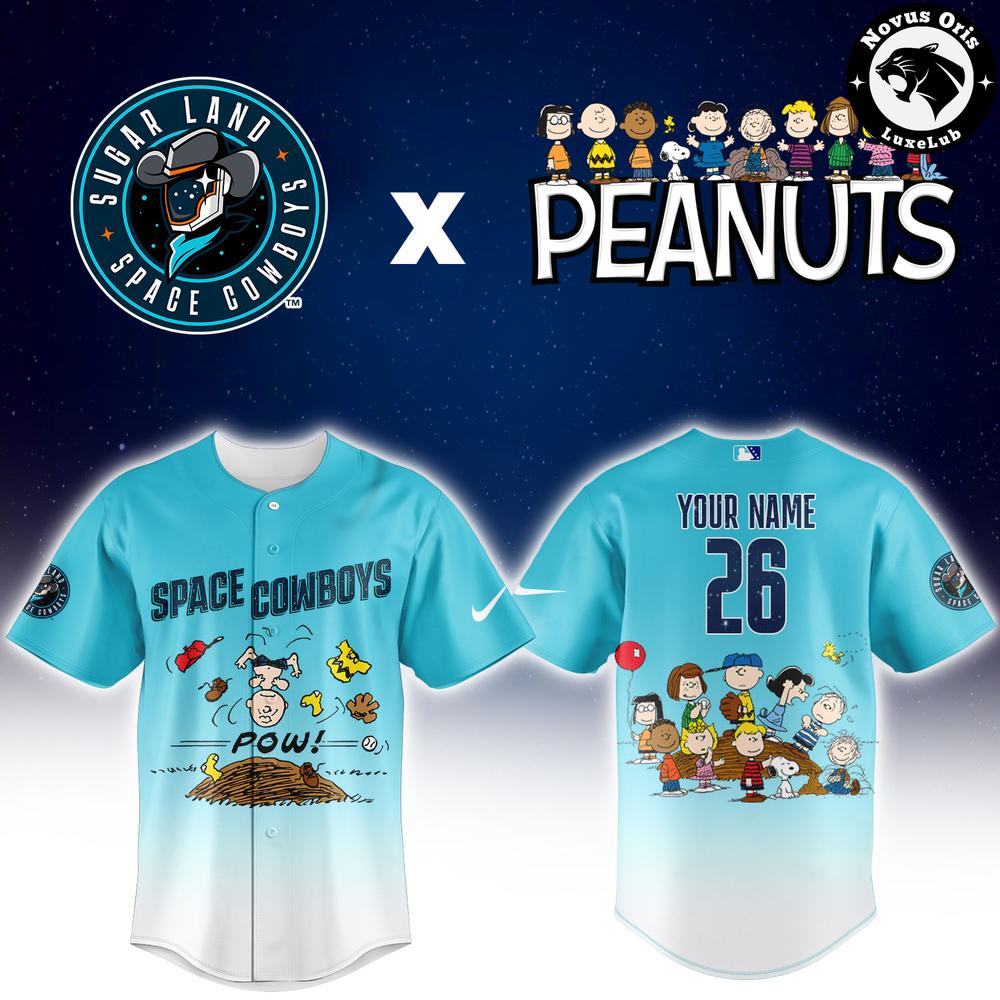 Custom Sugar Land Space Cowboys Peanuts Night Snoopy Baseball Jersey