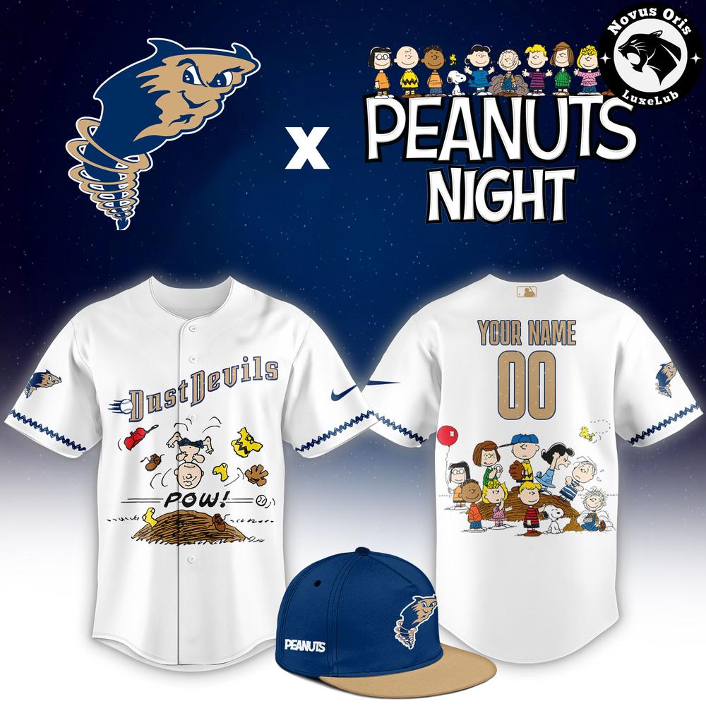 Custom Tri-City Dust Devils x Peanuts Night Snoopy Baseball Jersey