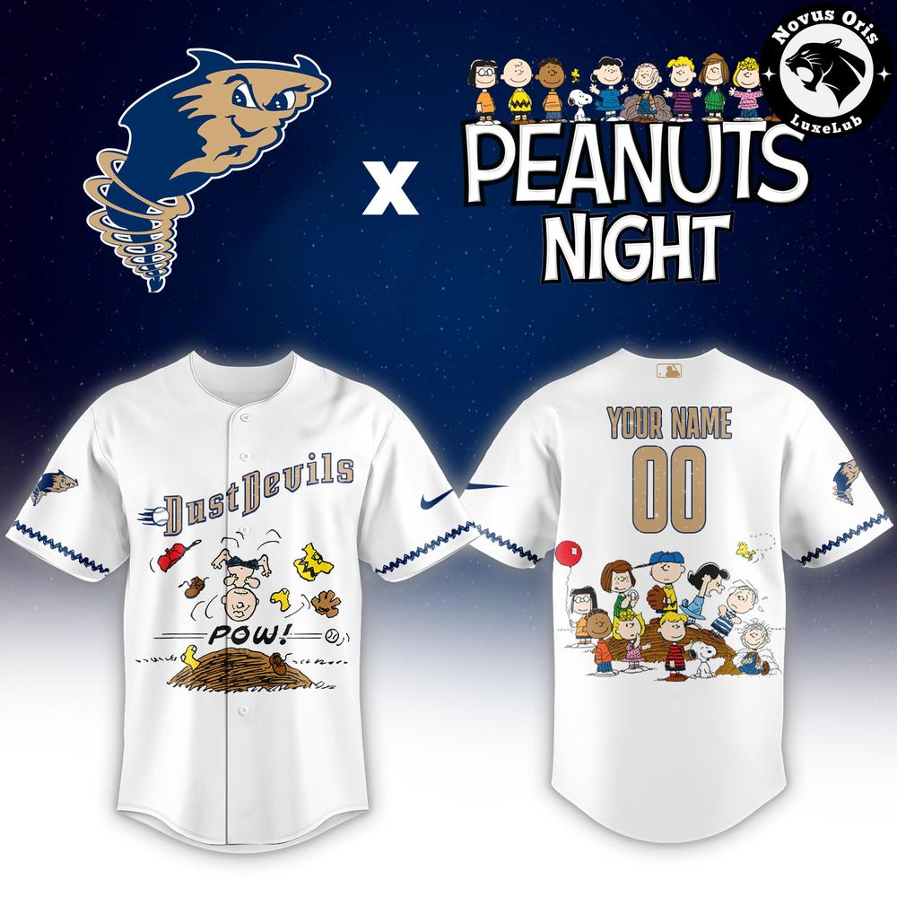 Custom Tri-City Dust Devils x Peanuts Night Snoopy Baseball Jersey