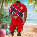 Czechia Football Crest Red National Pride Men Button Shirt - Limotees LLC