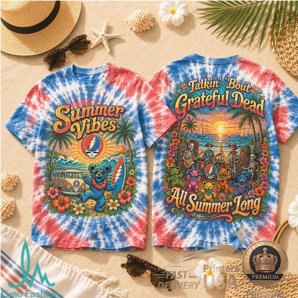 Grateful Dead Summer Vibes Tie Dye Beach Concert Graphic Shirt - Limotees LLC