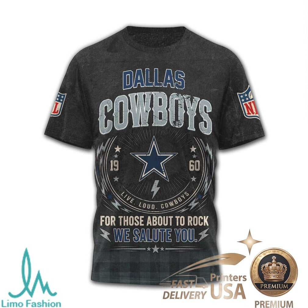Dallas Cowboys ACDC Rock Band Mashup Vintage T Shirt