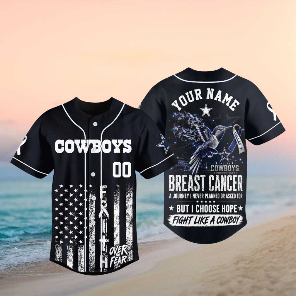Dallas Cowboys Hummingbird Breast Cancer Faith Baseball Shirt