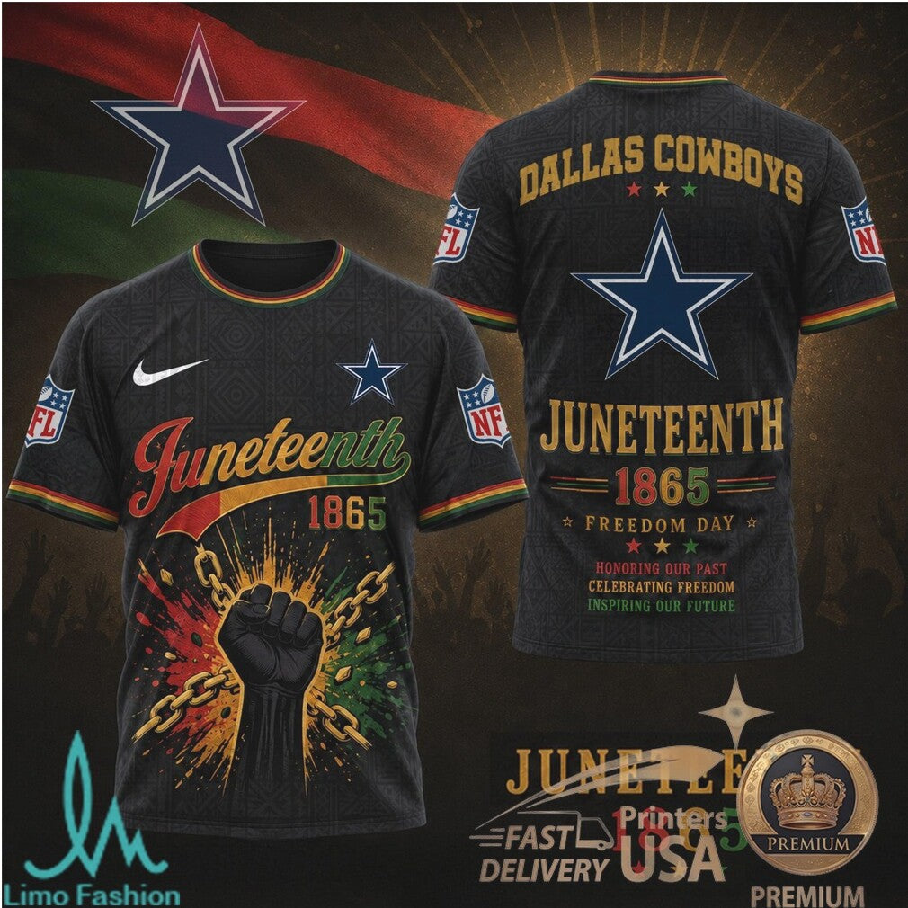 Dallas Cowboys Juneteenth 1865 Freedom Day Black History T Shirt - Limotees LLC