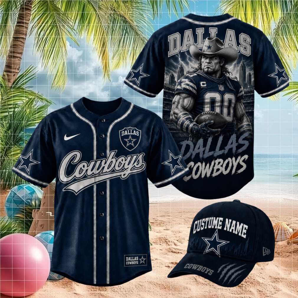 Dallas Cowboys Muscular Cowboy Texas Football Theme Baseball Jersey
