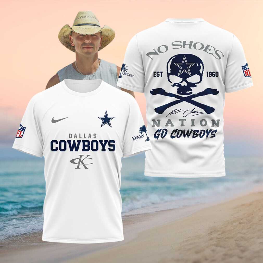 Dallas Cowboys Skull No Shoes Nation Kenny Chesney Football Shirt - Limotees LLC