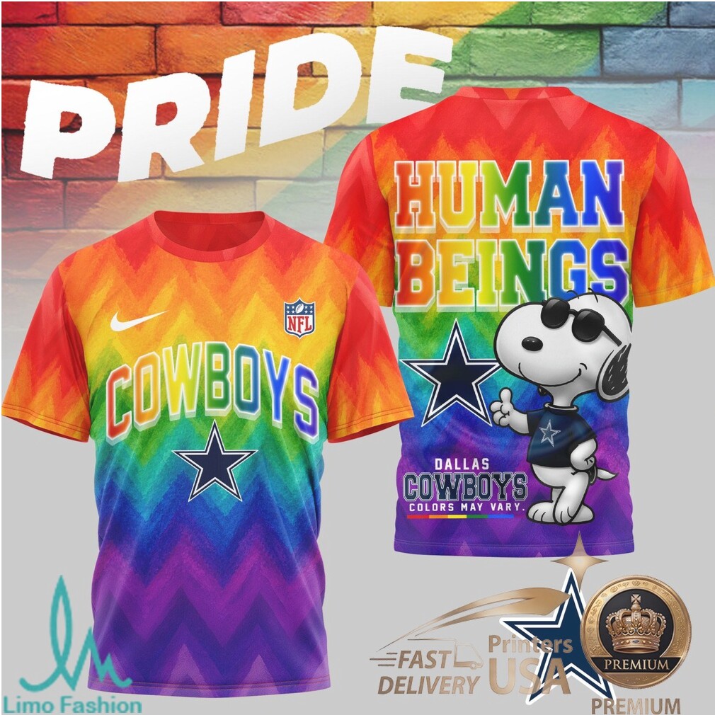Dallas Cowboys Snoopy Pride Human Beings Rainbow T Shirt - Limotees LLC