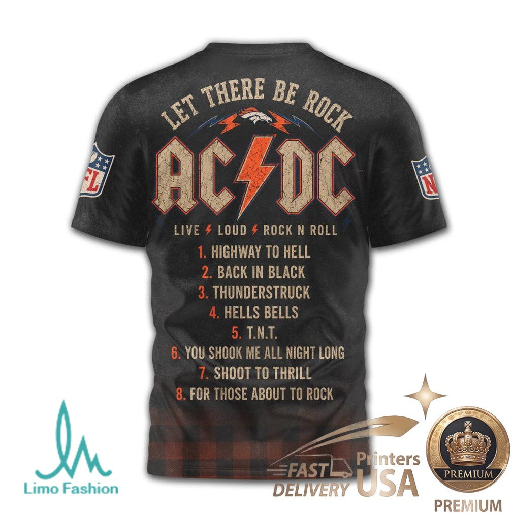 Denver Broncos ACDC Rock Band Mashup Vintage T Shirt - Limotees LLC