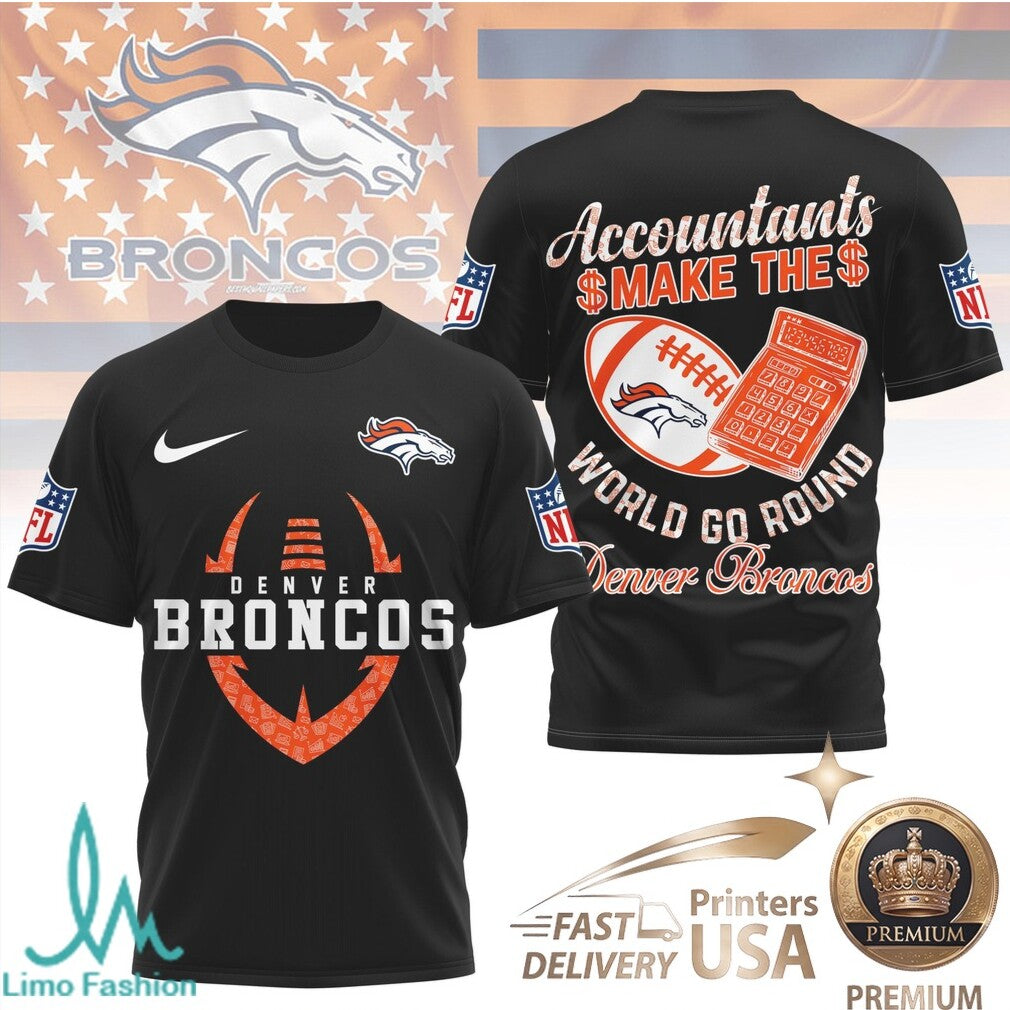 Denver Broncos Accountant Football Calculator T Shirt - Limotees LLC