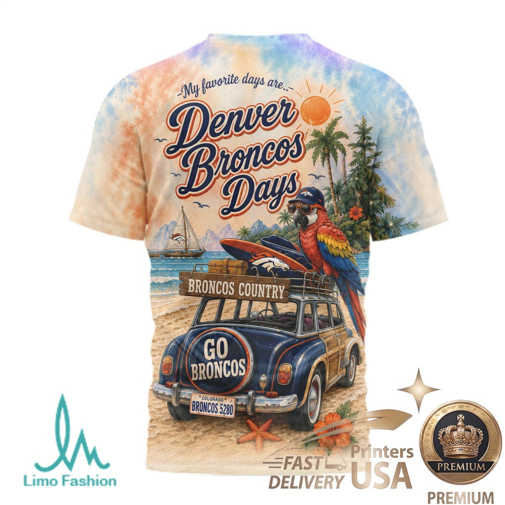 Denver Broncos Beach Parrot Tropical Summer T Shirt - Limotees LLC