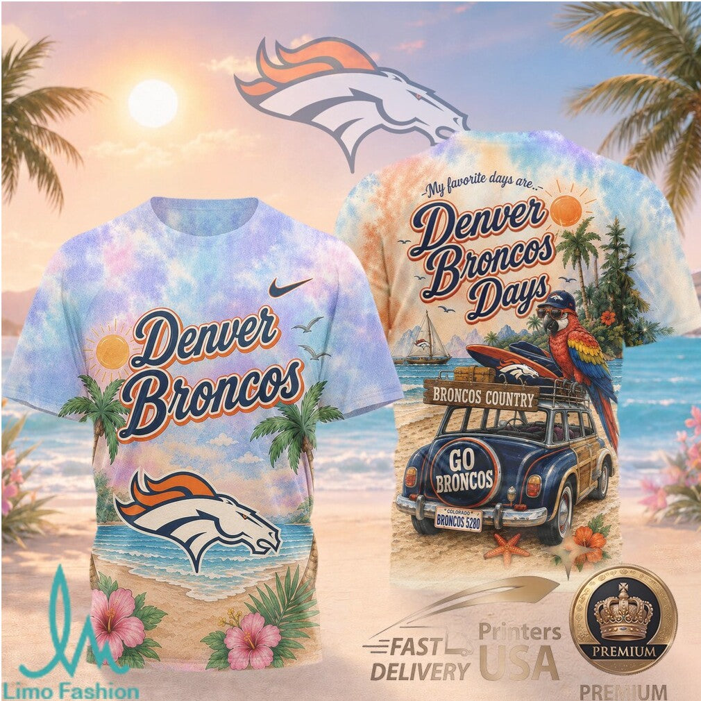 Denver Broncos Beach Parrot Tropical Summer T Shirt - Limotees LLC