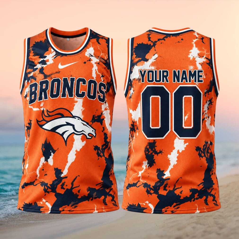 Denver Broncos Custom Name Basketball Shirt Lightning Print