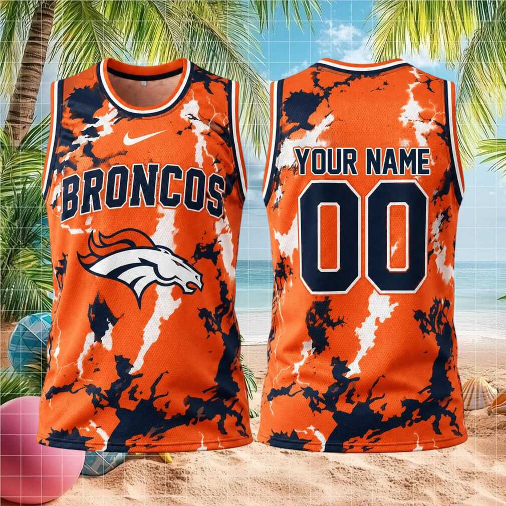 Denver Broncos Custom Name Basketball Shirt Lightning Print