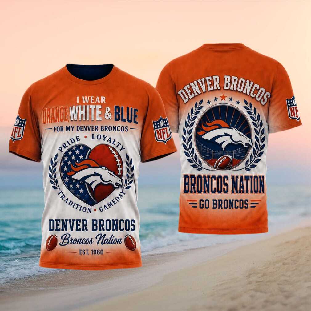 Denver Broncos Football Heart American Flag Pride Shirt - Limotees LLC