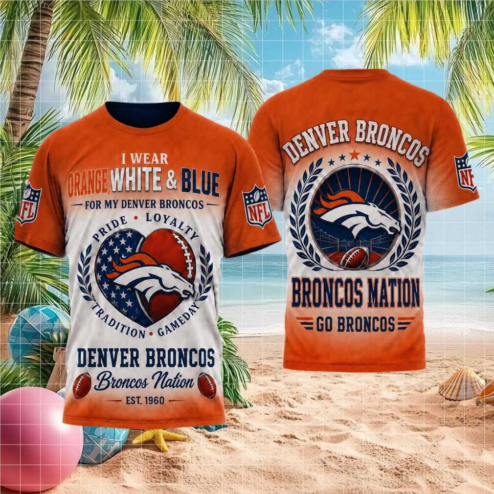 Denver Broncos Football Heart American Flag Pride Shirt - Limotees LLC