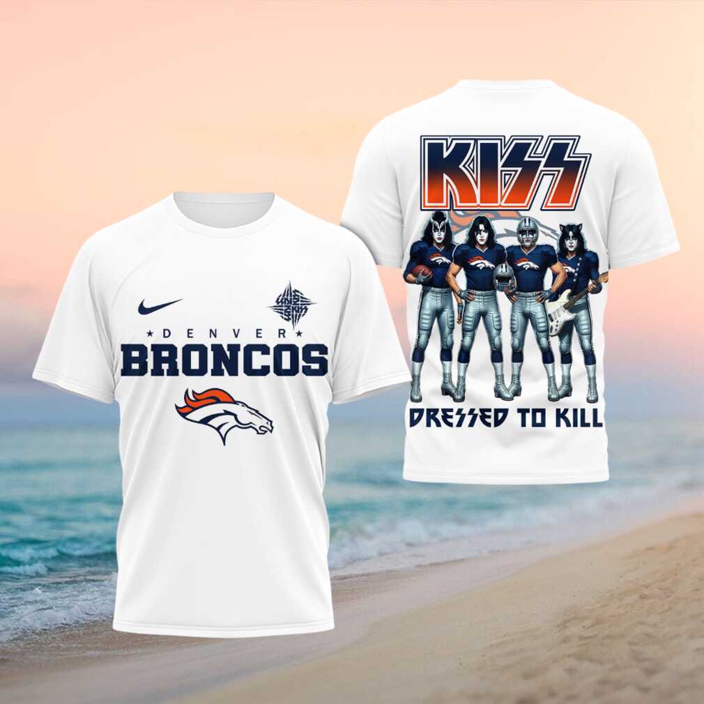 Denver Broncos Kiss Dressed To Kill Rock Band Shirt