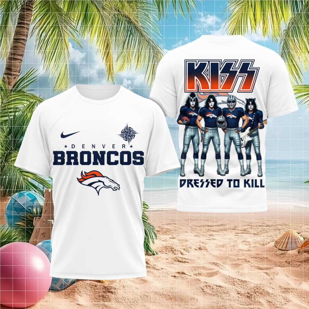Denver Broncos Kiss Dressed To Kill Rock Band Shirt