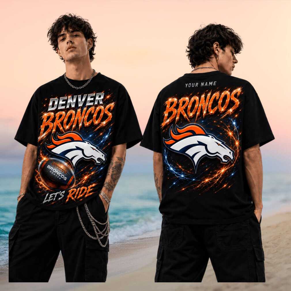 Denver Broncos Let's Ride Football Vintage Retro Lightning Fire Men Women Fans Shirt - Limotees LLC