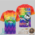 Denver Broncos Snoopy Pride Human Beings Rainbow T Shirt - Limotees LLC