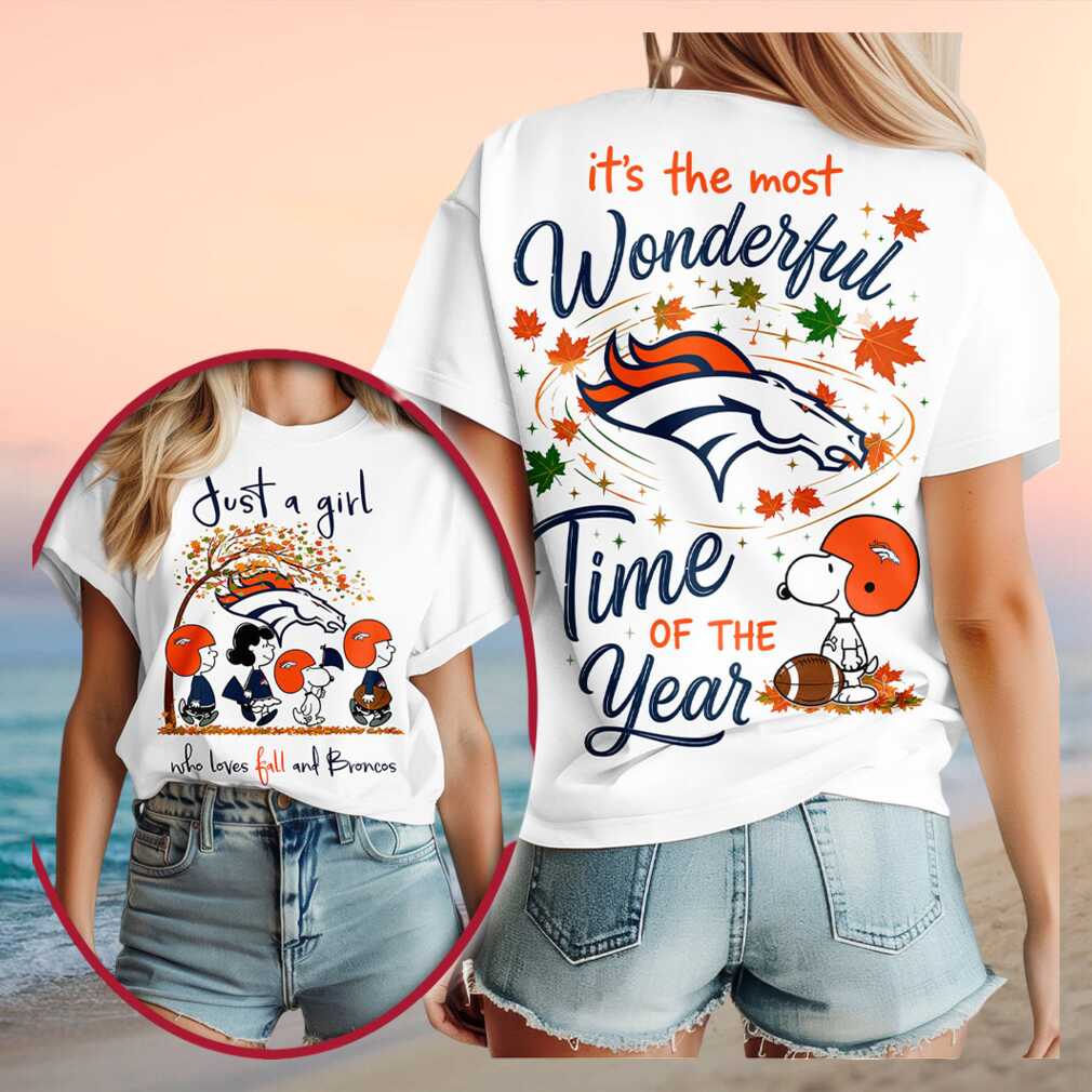 Denver Football Snoopy Autumn Fall Leaves Time Shirt