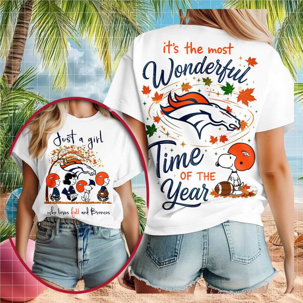 Denver Football Snoopy Autumn Fall Leaves Time Shirt