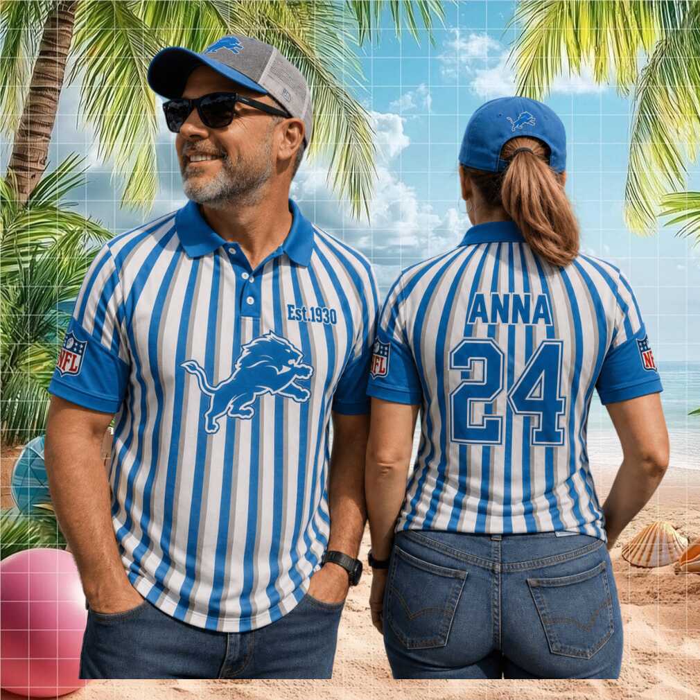 Detroit Football Lions Custom Name Number Vintage Striped Referee Game Day Fan Men Women Shirt