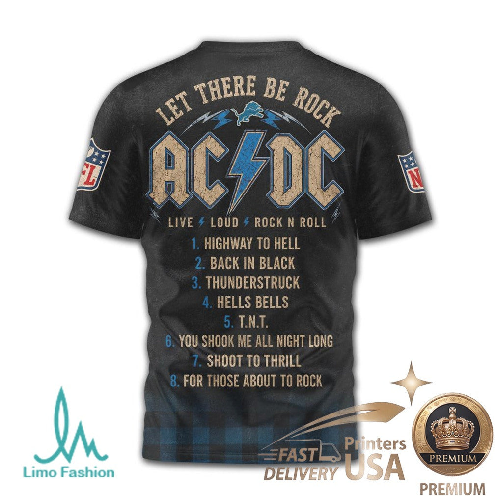 Detroit Lions ACDC For Those About To Rock Concert Graphic T Shirt - Limotees LLC