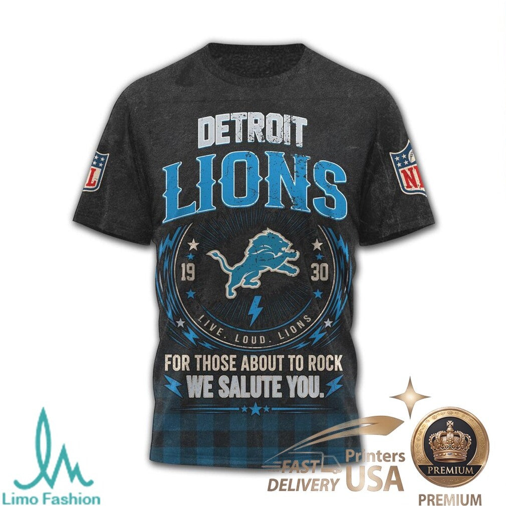 Detroit Lions ACDC For Those About To Rock Concert Graphic T Shirt - Limotees LLC