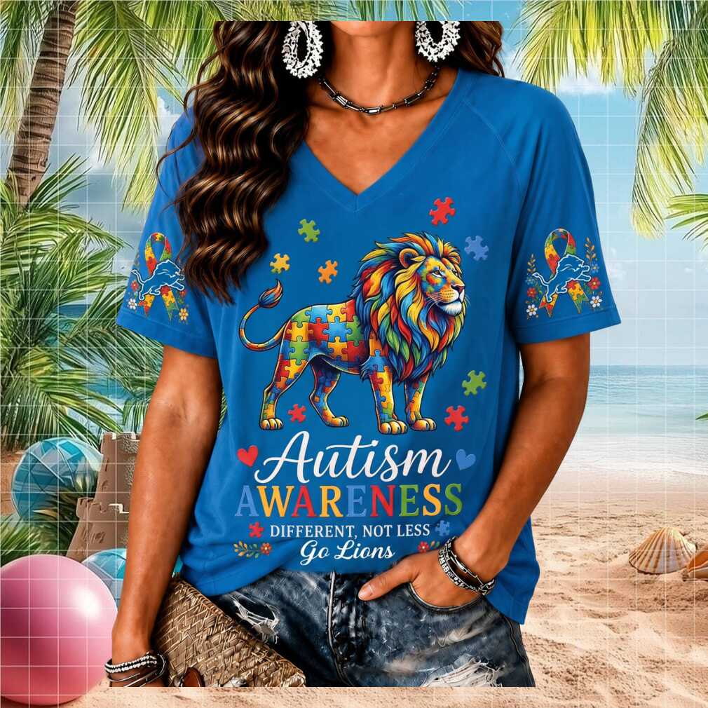 Detroit Lions Autism Awareness Puzzle Piece Women's Shirt