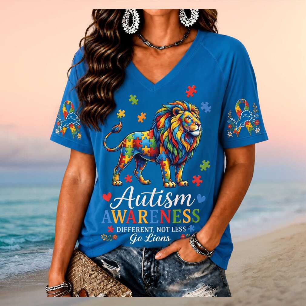 Detroit Lions Autism Awareness Puzzle Piece Women's Shirt