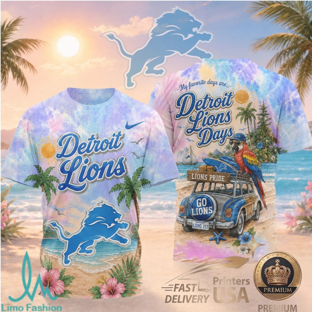 Detroit Lions Beach Parrot Tropical Summer T Shirt - Limotees LLC
