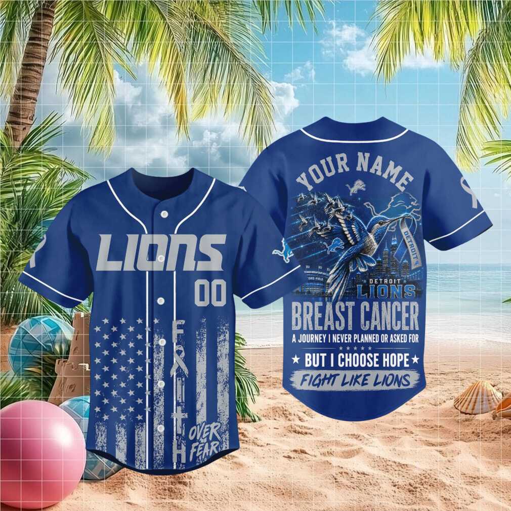 Detroit Lions Breast Cancer Awareness Faith Baseball Shirt