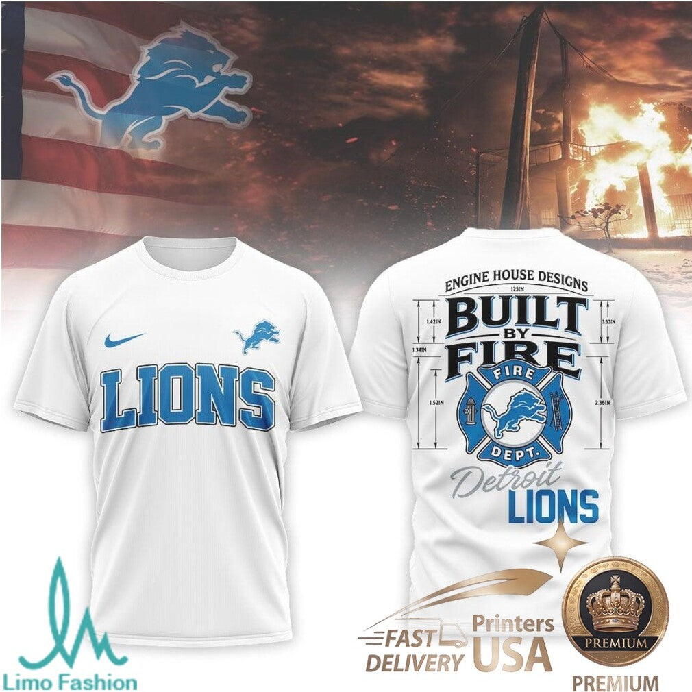 Detroit Lions Built By Fire Engine House Football Fan T Shirt - Limotees LLC