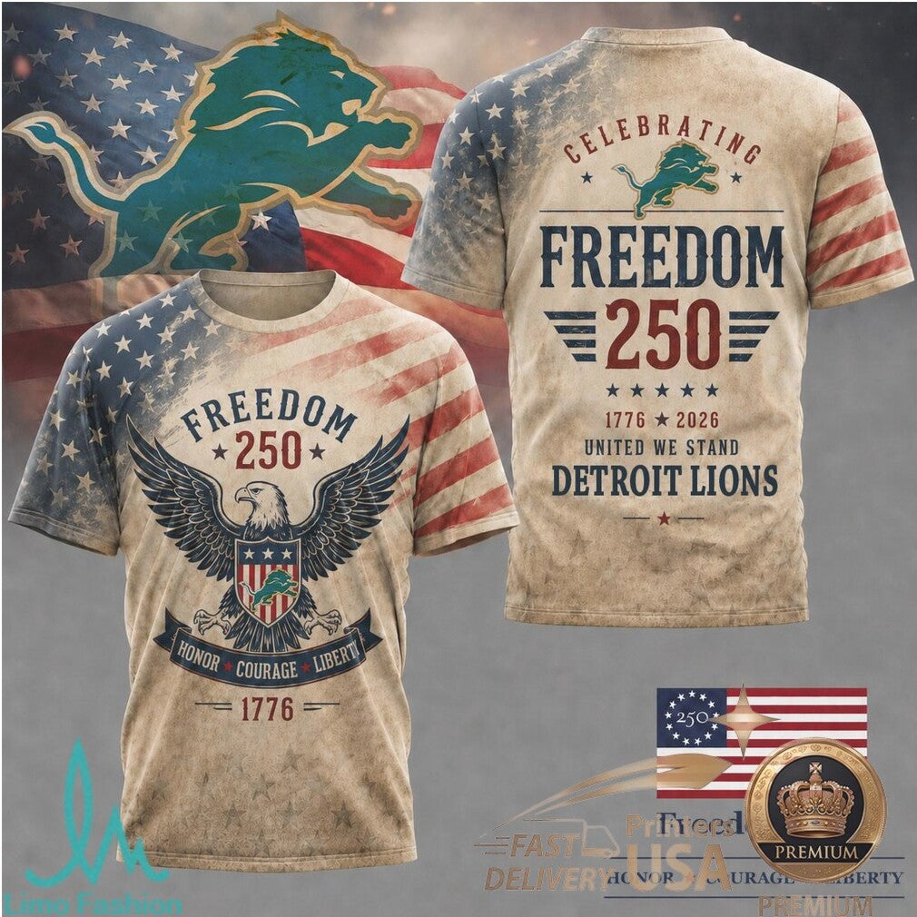 Detroit Lions Eagle Freedom 250th Anniversary T Shirt - Limotees LLC