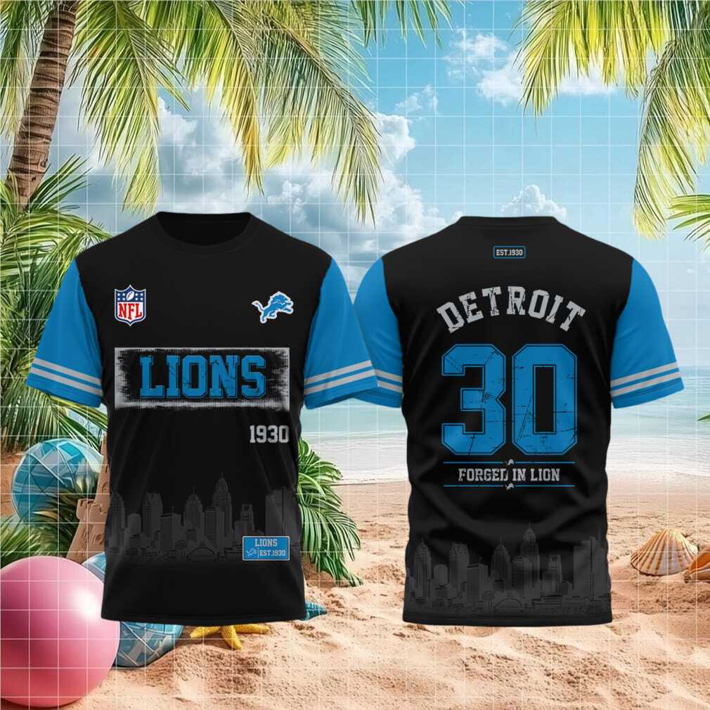 Detroit Lions Football Established 1930 Forged In Lion Retro Skyline Fans Gift Shirt - Limotees LLC
