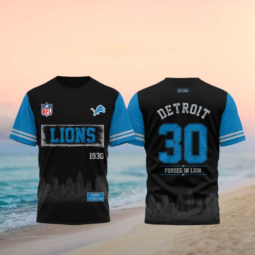 Detroit Lions Football Established 1930 Forged In Lion Retro Skyline Fans Gift Shirt - Limotees LLC
