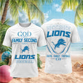 Detroit Lions God First Family Second Faith Football Shirt