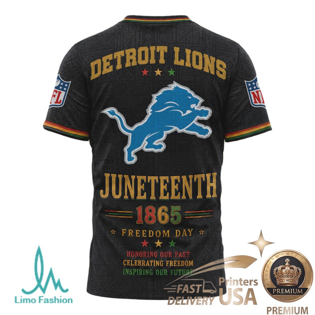 Detroit Lions Juneteenth 1865 Freedom Day Graphic T Shirt - Limotees LLC