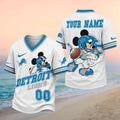 Detroit Lions Mickey Mouse Football Custom Name Baseball Shirt