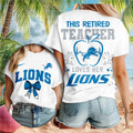 Detroit Lions Retired Teacher Apple Heartbeat Shirt