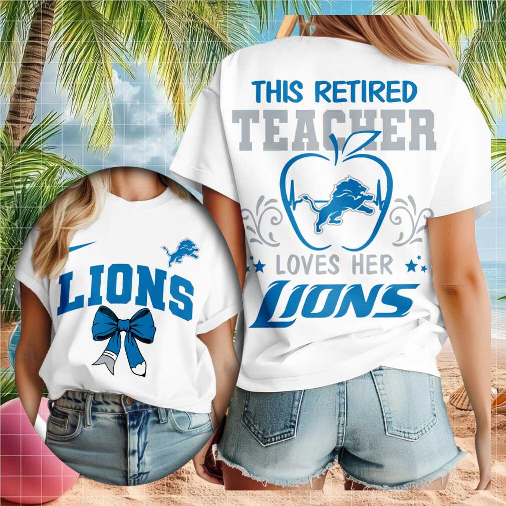 Detroit Lions Retired Teacher Apple Heartbeat Shirt