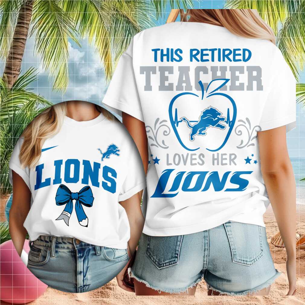 Detroit Lions Retired Teacher Heartbeat Apple Shirt - Limotees LLC