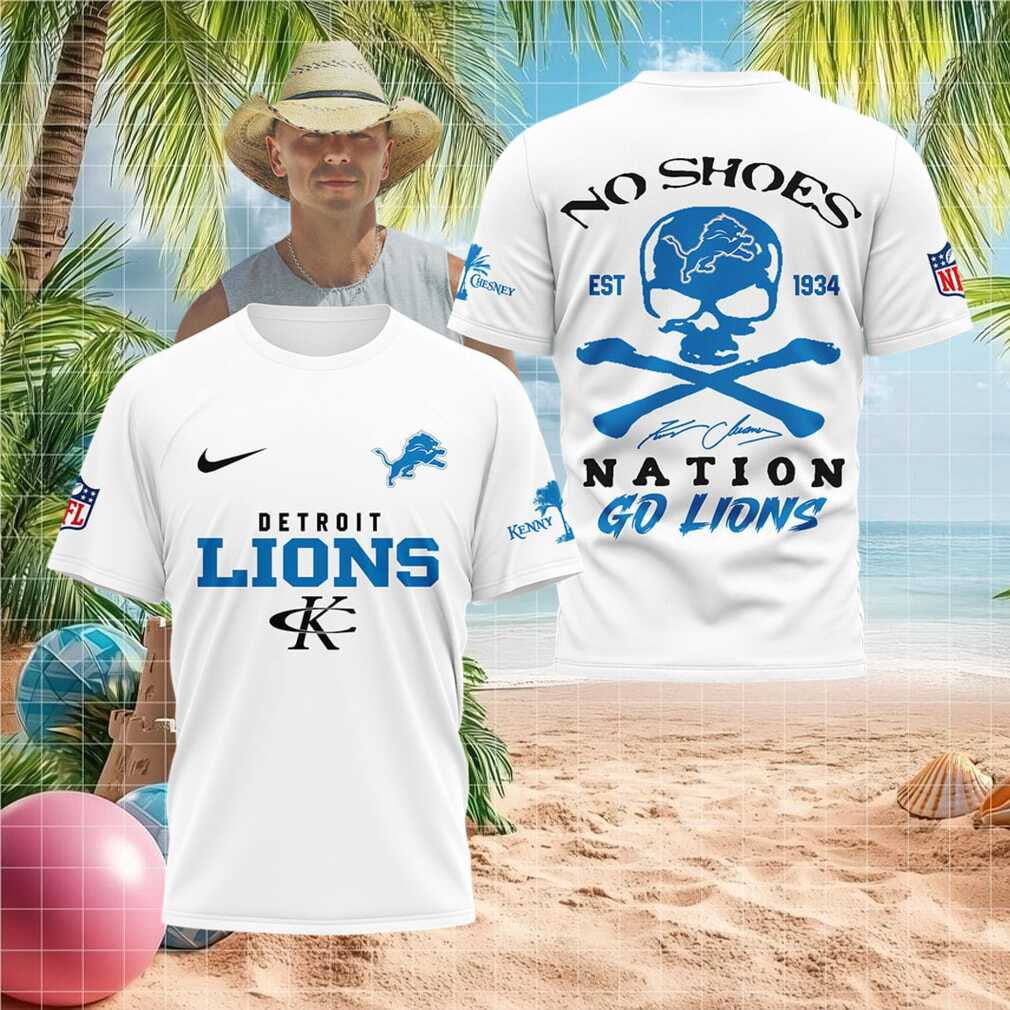 Detroit Lions Skull No Shoes Nation Kenny Chesney Football Shirt - Limotees LLC