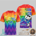Detroit Lions Snoopy Pride Human Beings Rainbow T Shirt - Limotees LLC