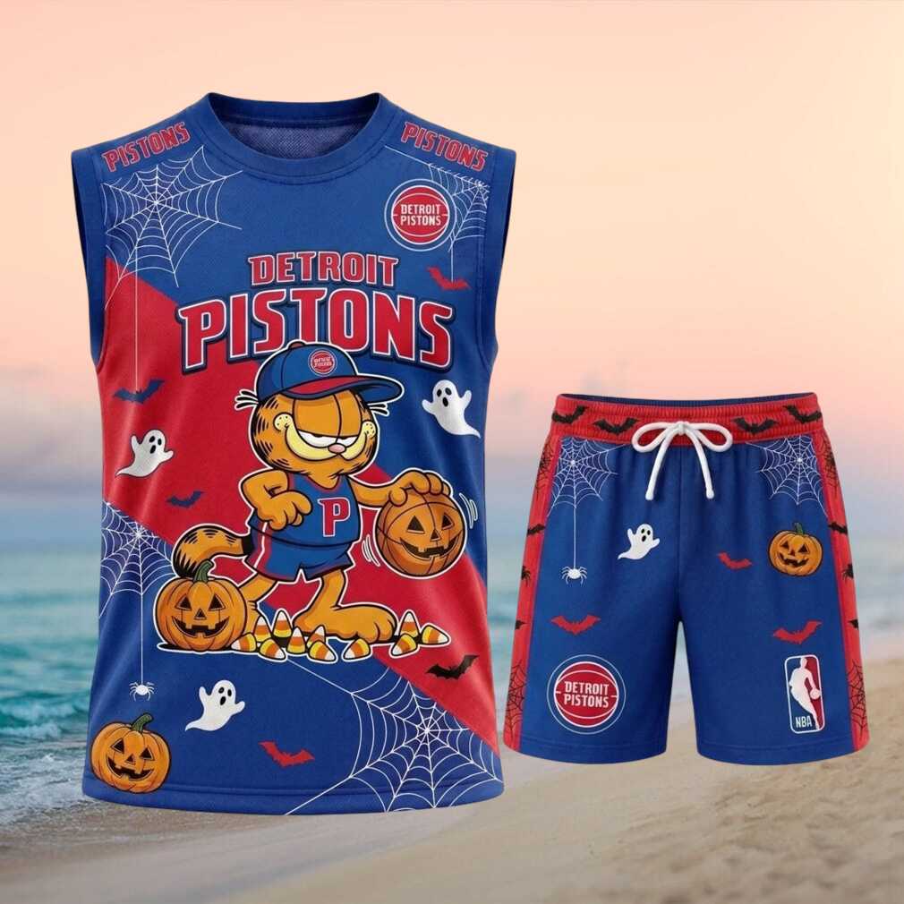Detroit Pistons Garfield Halloween Pumpkin Basketball Shirt