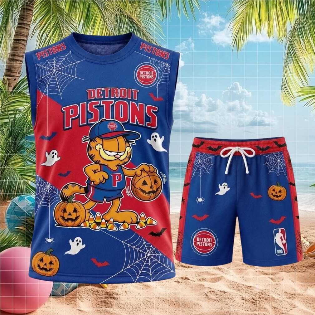 Detroit Pistons Garfield Halloween Pumpkin Basketball Shirt