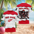 Detroit Red Wings Hockey Skull Skeleton American Flag Shirt