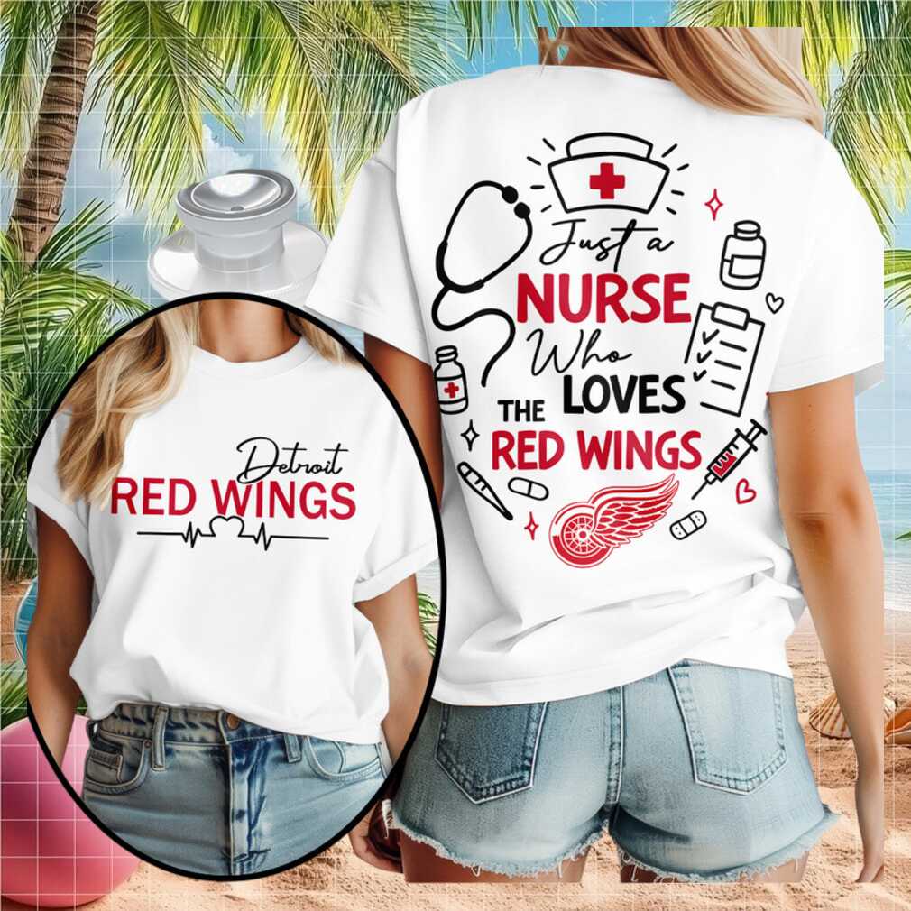 Detroit Red Wings Nurse Medical Stethoscope Just A Nurse Shirt